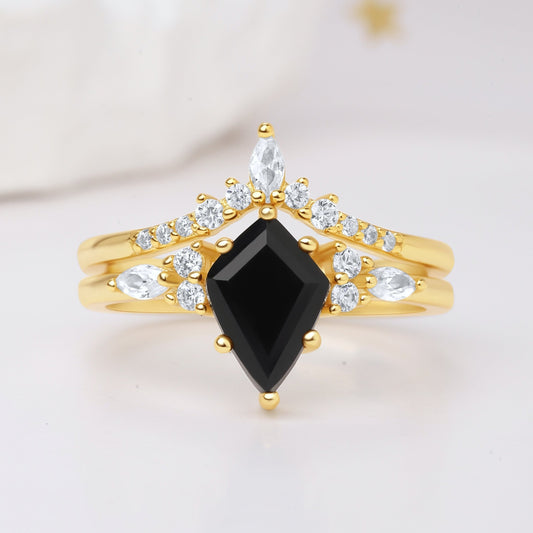 Kite Black Onyx 14k Gold Plated Women Promise Ring