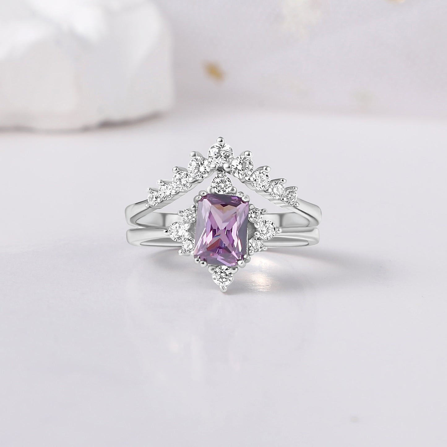 Crushed  Amethyst Birthstone Ring for Men