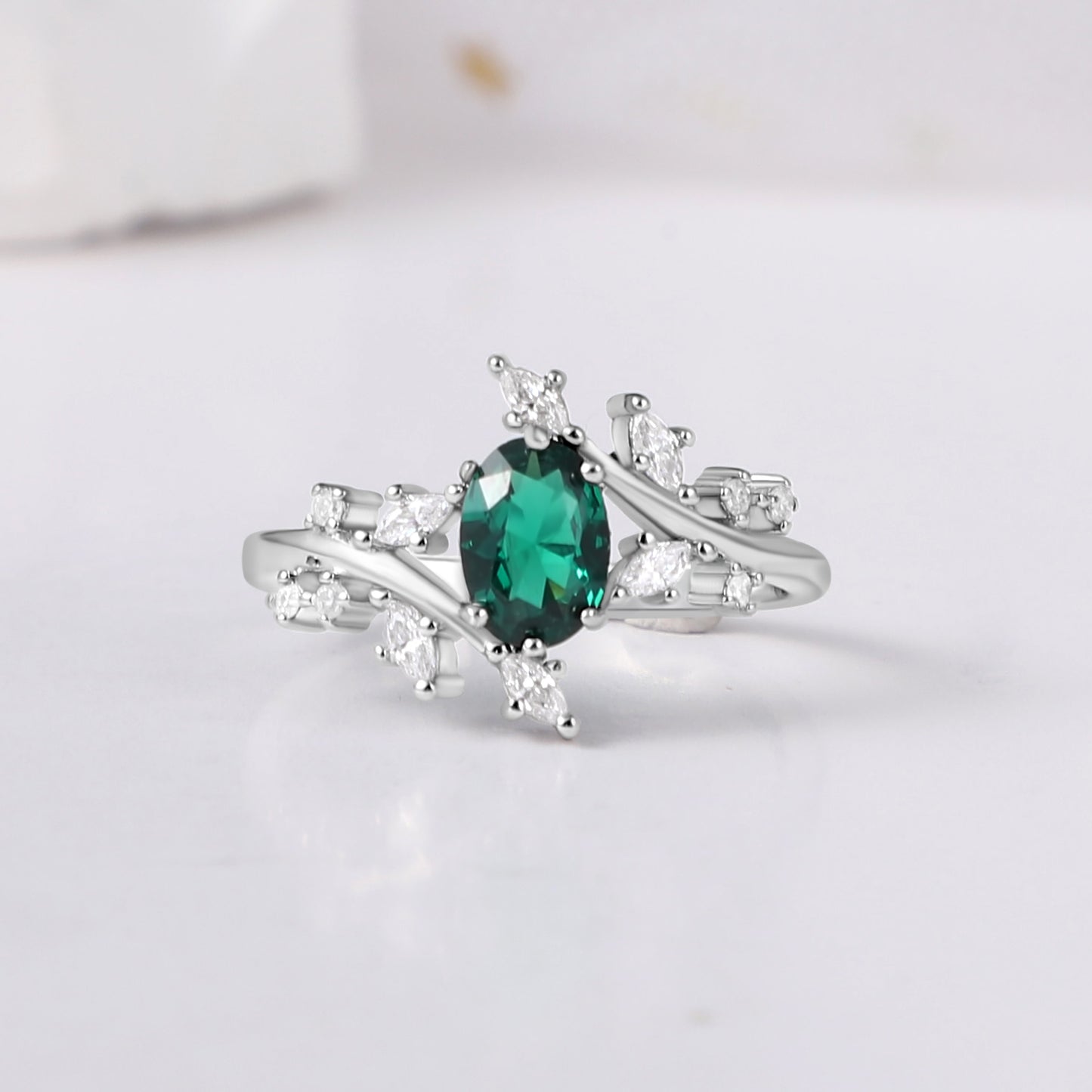 Natural Paraiba and Crushed Green Opal Couple Ring Set Tungsten & 925 Silver