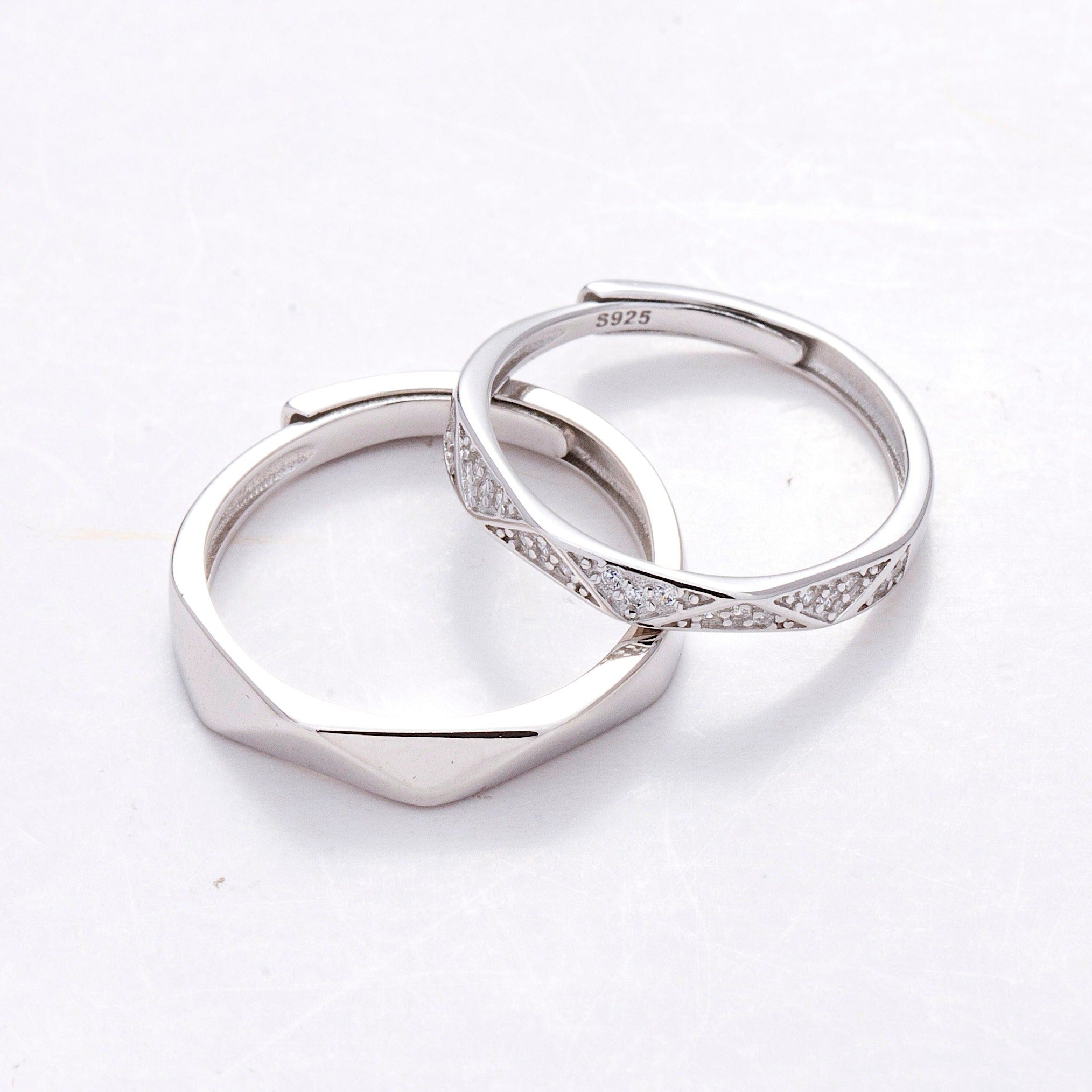 Nilu's Collection 925 Sterling Silver Couple Ring | Simple, Stylish Va