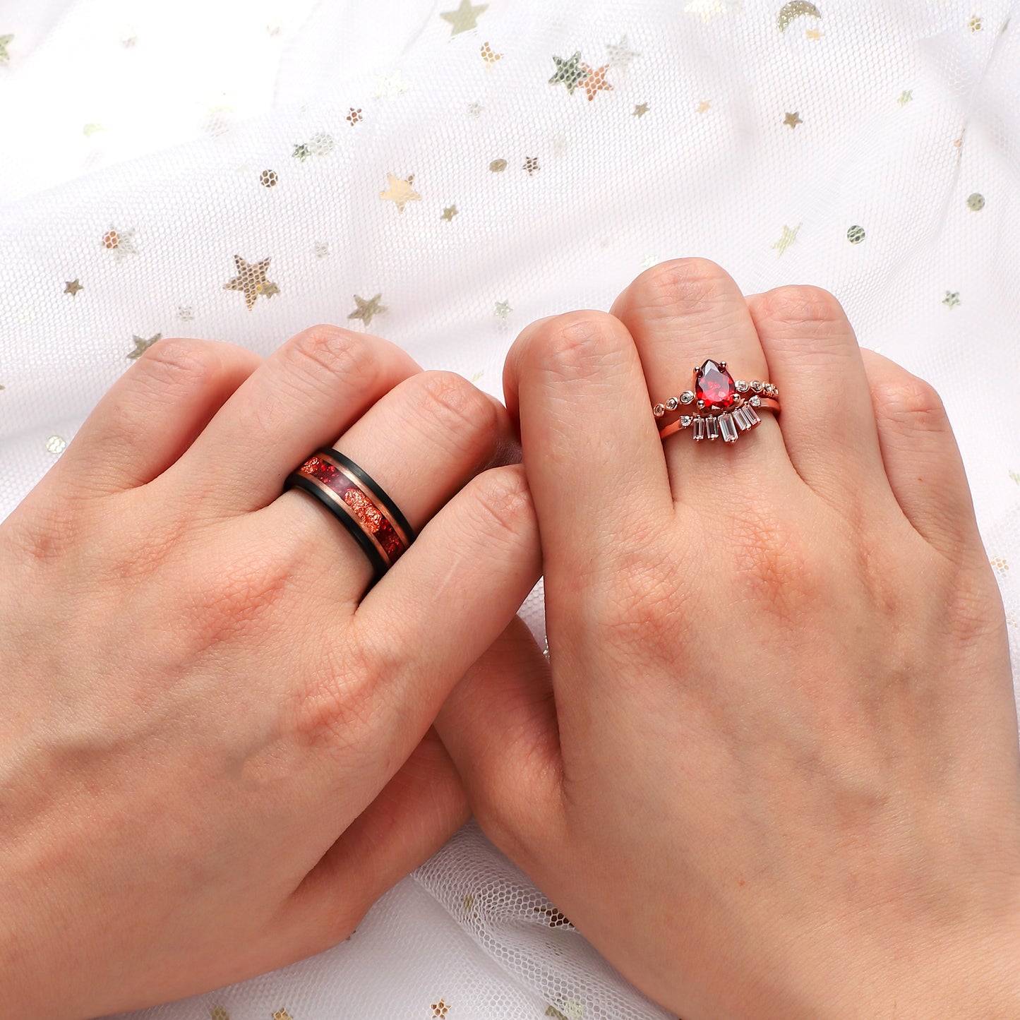 Red Garnet Rose Gold Vermeil Ring for Her