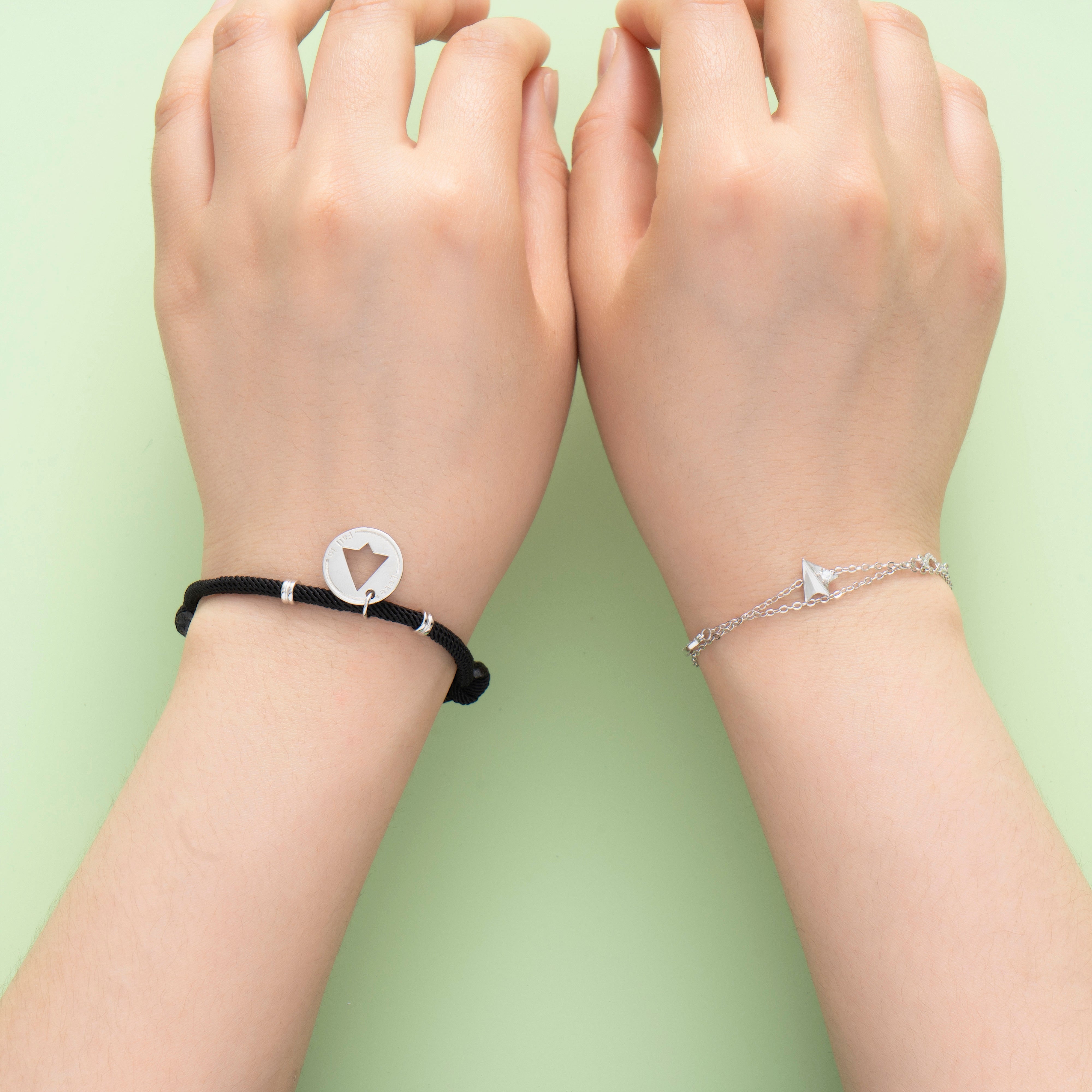 Adjustable Day By Day Couple Bracelets In Sterling Silver